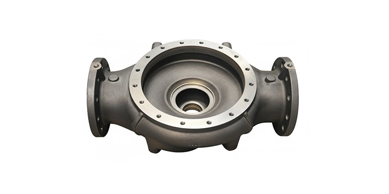 Industrial cast iron pump with a valve, displayed on a clean white background