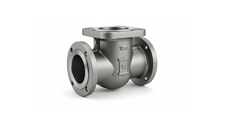 Stainless steel ball valve displayed on a white background, showcasing its sleek design and functional features