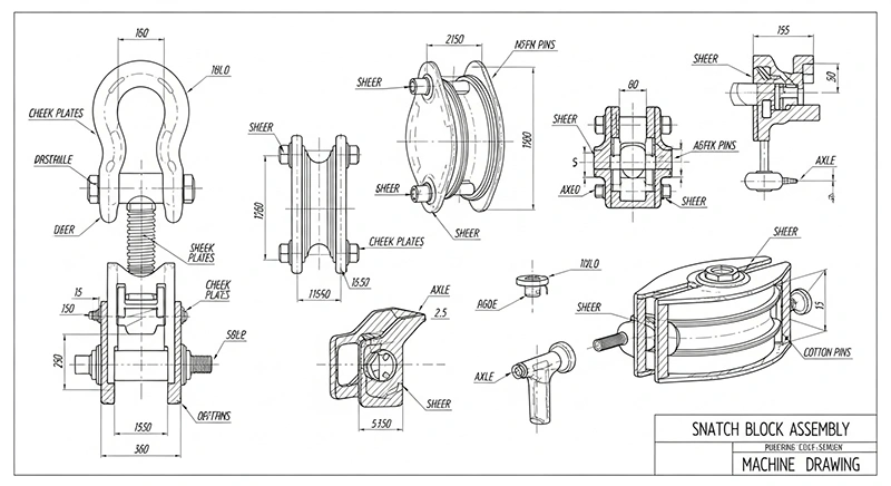 machine drawing for custom snatch block