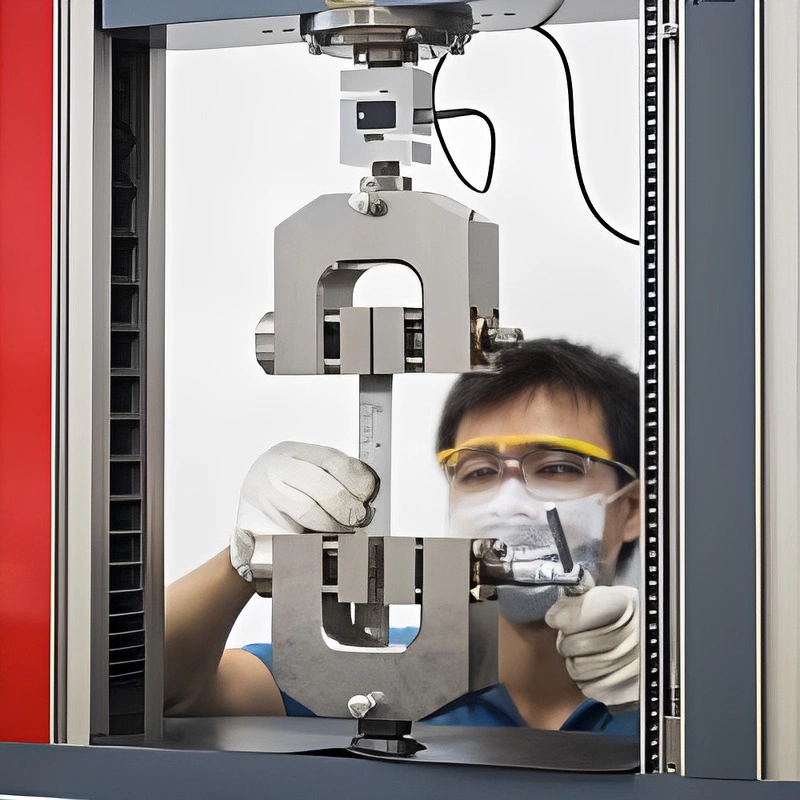 A man in a lab coat operates a machine, promoting a complimentary testing service