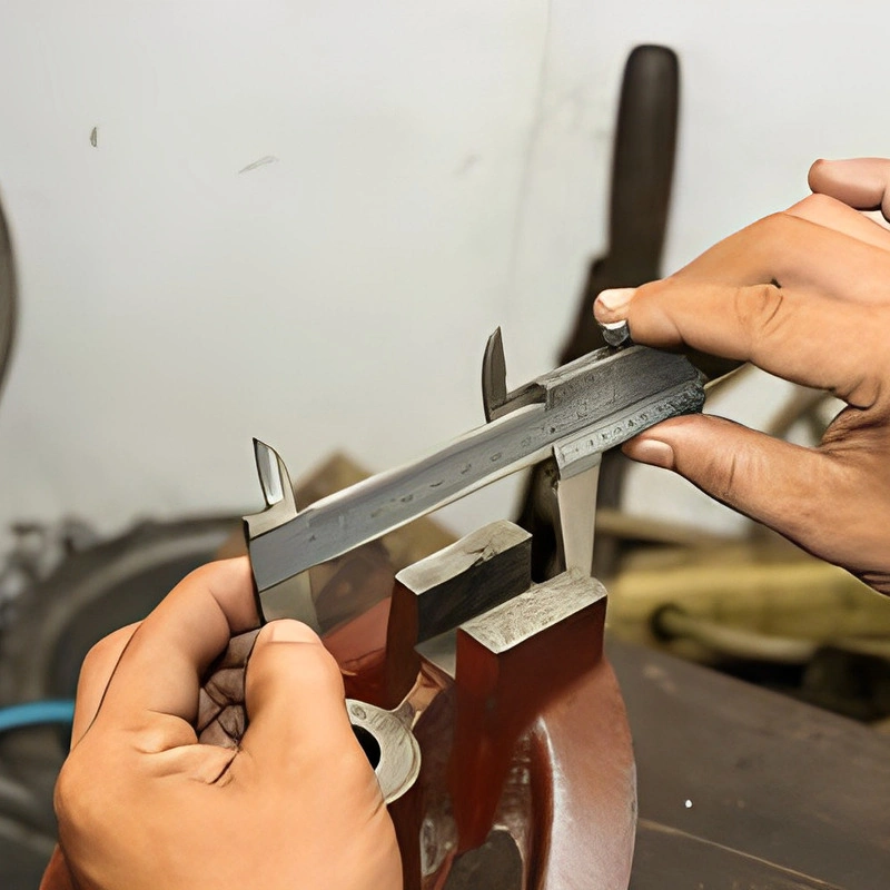 A person using a tool to shape a piece of metal, showcasing a complimentary testing service in action
